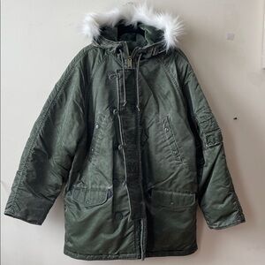 Supreme washed satin parka green gore-tex windstopper size medium green